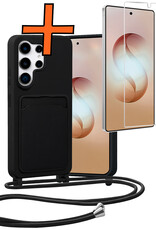 Nomfy Nomfy Samsung Galaxy S26 Ultra Hoesje Pashouder met Koord Met Screenprotector - Zwart