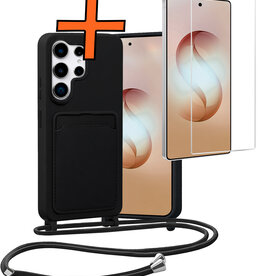 Nomfy Nomfy Samsung Galaxy S26 Ultra Hoesje Pashouder met Koord Met Screenprotector - Zwart