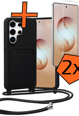 Nomfy Nomfy Samsung Galaxy S26 Ultra Hoesje Pashouder met Koord Met 2x Screenprotector - Zwart