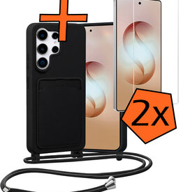 Nomfy Nomfy Samsung Galaxy S26 Ultra Hoesje Pashouder met Koord Met 2x Screenprotector - Zwart