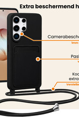 Nomfy Nomfy Samsung Galaxy S26 Ultra Hoesje Pashouder met Koord Met 2x Screenprotector - Zwart