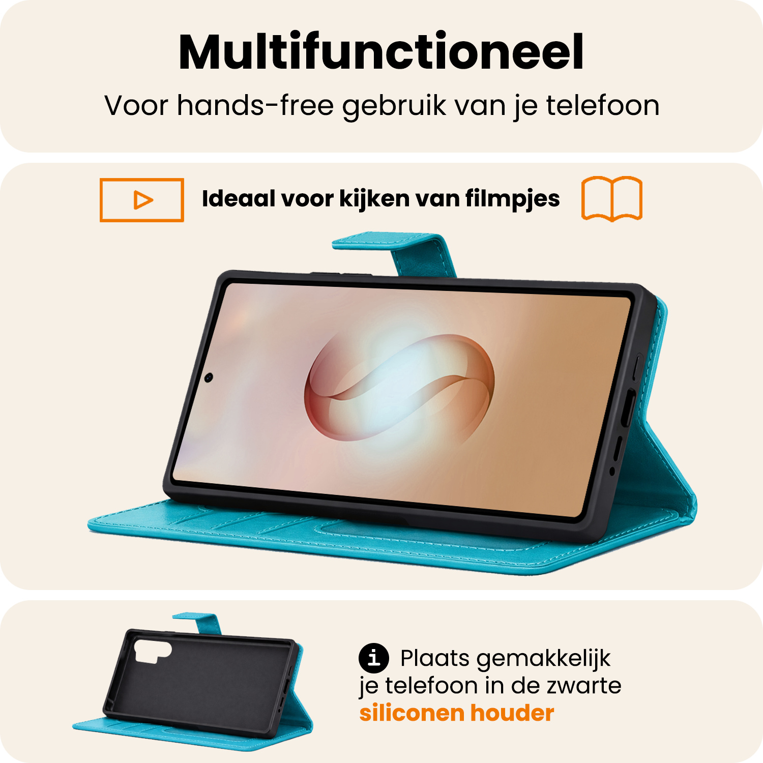 Nomfy Nomfy Samsung Galaxy S26 Ultra Hoesje Bookcase Met Screenprotector - Turquoise