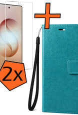 Nomfy Nomfy Samsung Galaxy S26 Ultra Hoesje Bookcase Met 2x Screenprotector - Turquoise