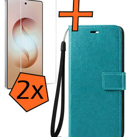 Nomfy Nomfy Samsung Galaxy S26 Ultra Hoesje Bookcase Met 2x Screenprotector - Turquoise