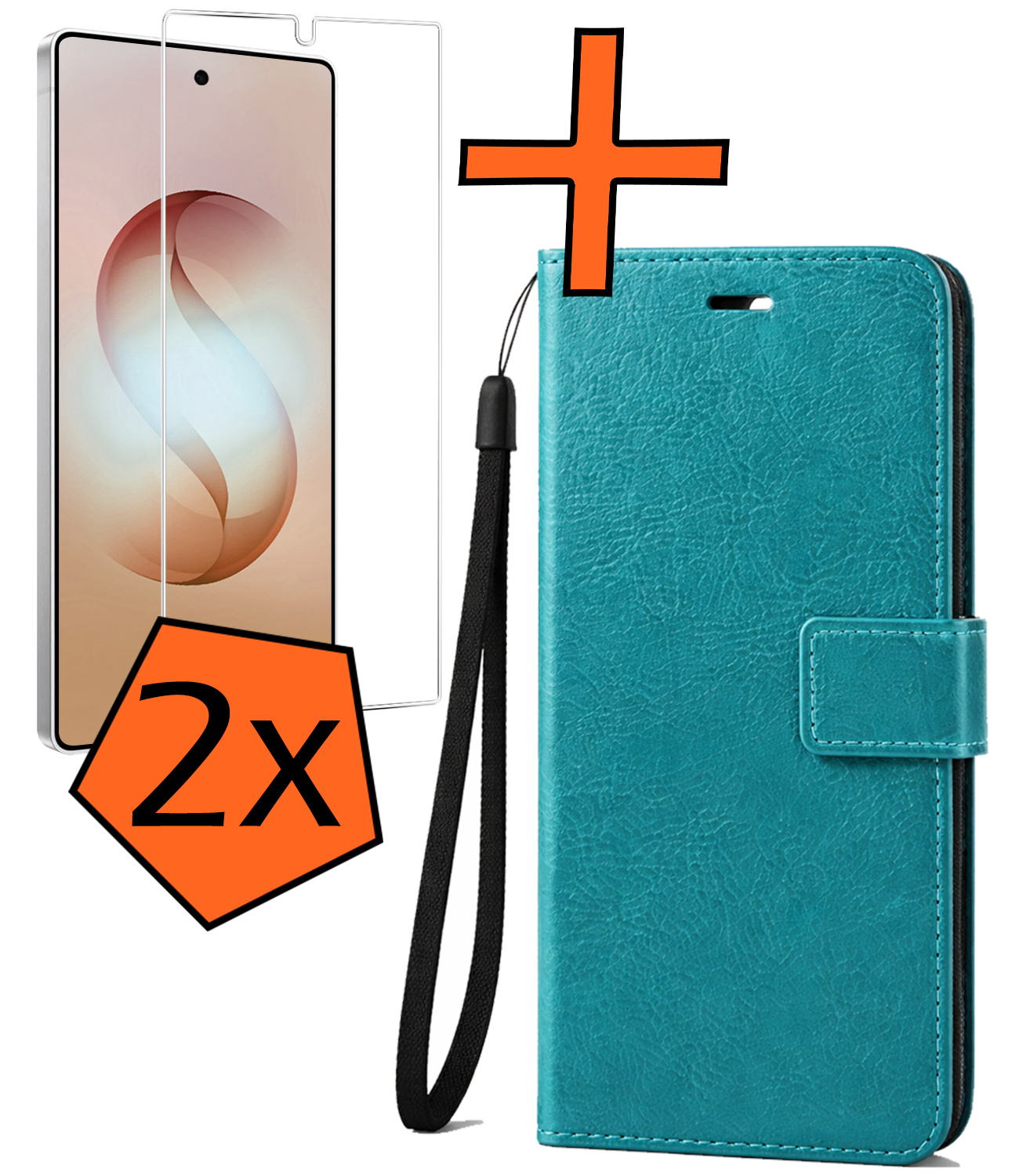 Nomfy Nomfy Samsung Galaxy S26 Ultra Hoesje Bookcase Met 2x Screenprotector - Turquoise