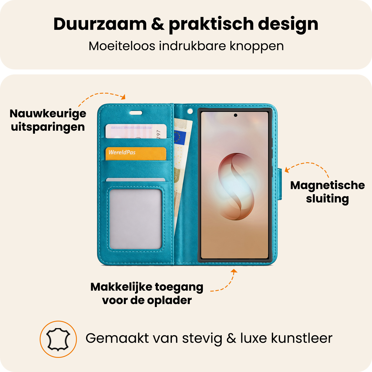 Nomfy Nomfy Samsung Galaxy S26 Ultra Hoesje Bookcase Met 2x Screenprotector - Turquoise