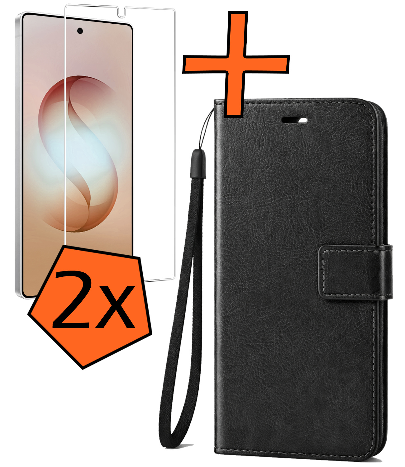 Nomfy Nomfy Samsung Galaxy S26 Ultra Hoesje Bookcase Met 2x Screenprotector - Zwart