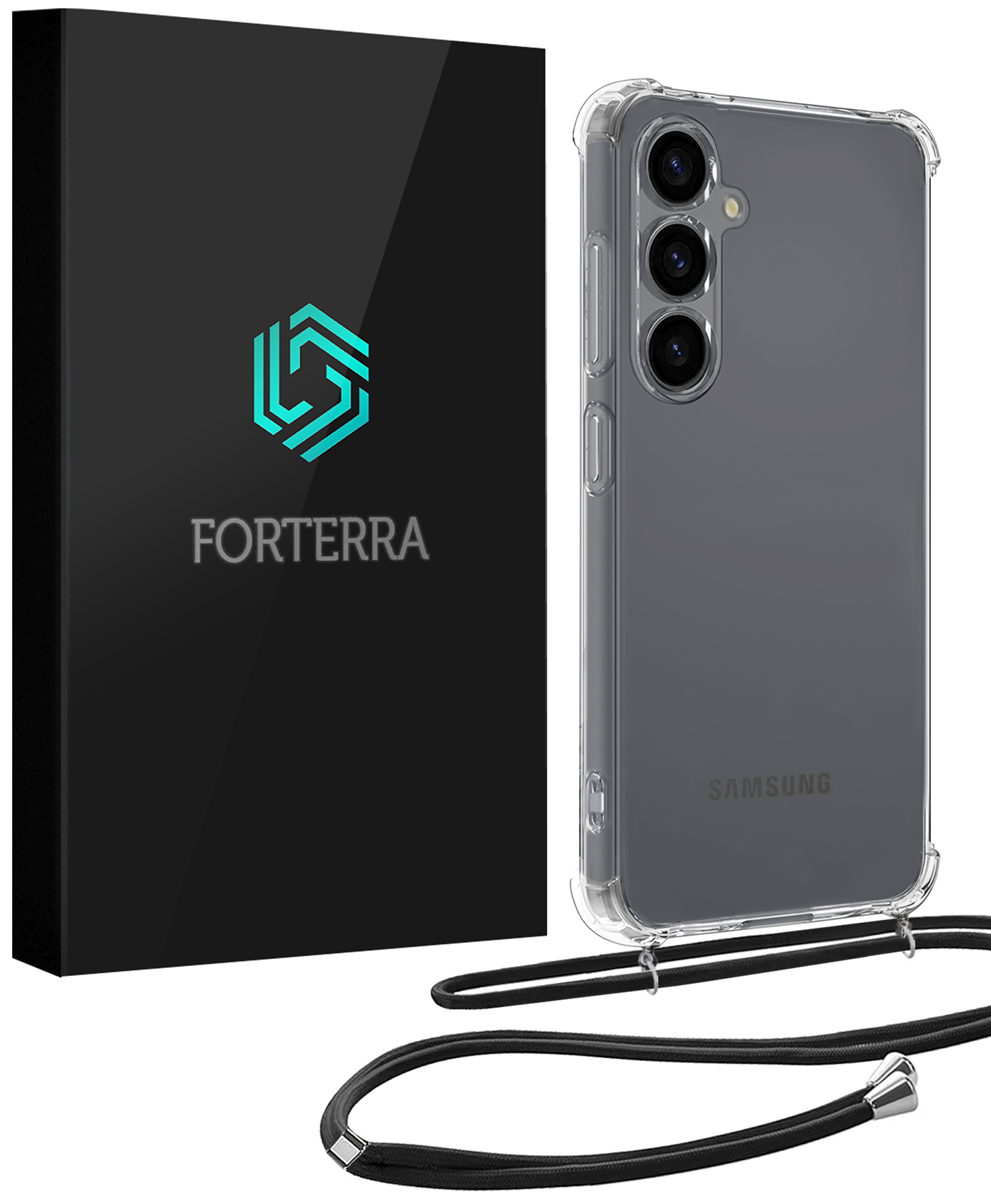 Forterra Forterra Samsung Galaxy S26 Hoesje Transparant Shockproof Met Zwart Koord