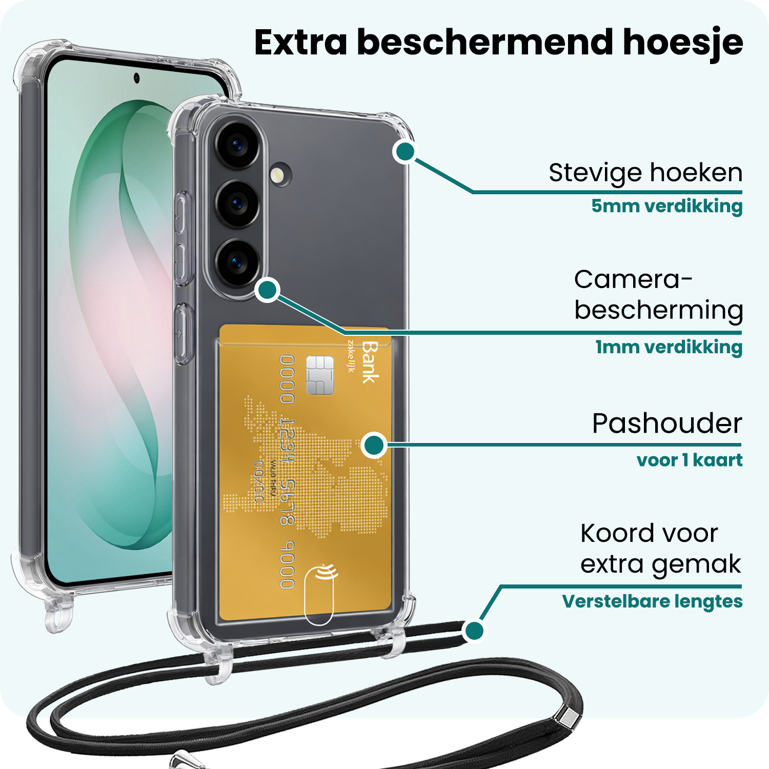 Forterra Forterra Samsung Galaxy S26 Hoesje Pashouder met Koord - 2 PACK