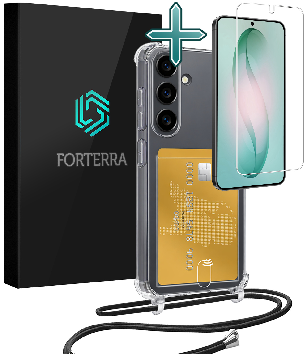 Forterra Forterra Samsung Galaxy S26 Hoesje Pashouder met Koord Met Screenprotector