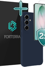 Forterra Forterra Samsung Galaxy S26 Hoesje Siliconen Met 2x Screenprotector - Donkerblauw