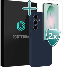 Forterra Forterra Samsung Galaxy S26 Hoesje Siliconen Met 2x Screenprotector - Donkerblauw
