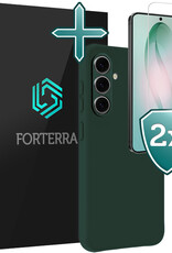 Forterra Forterra Samsung Galaxy S26 Hoesje Siliconen Met 2x Screenprotector - Donkergroen