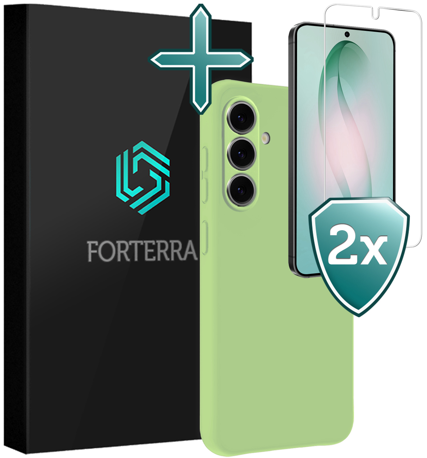 Forterra Forterra Samsung Galaxy S26 Hoesje Siliconen Met 2x Screenprotector - Groen