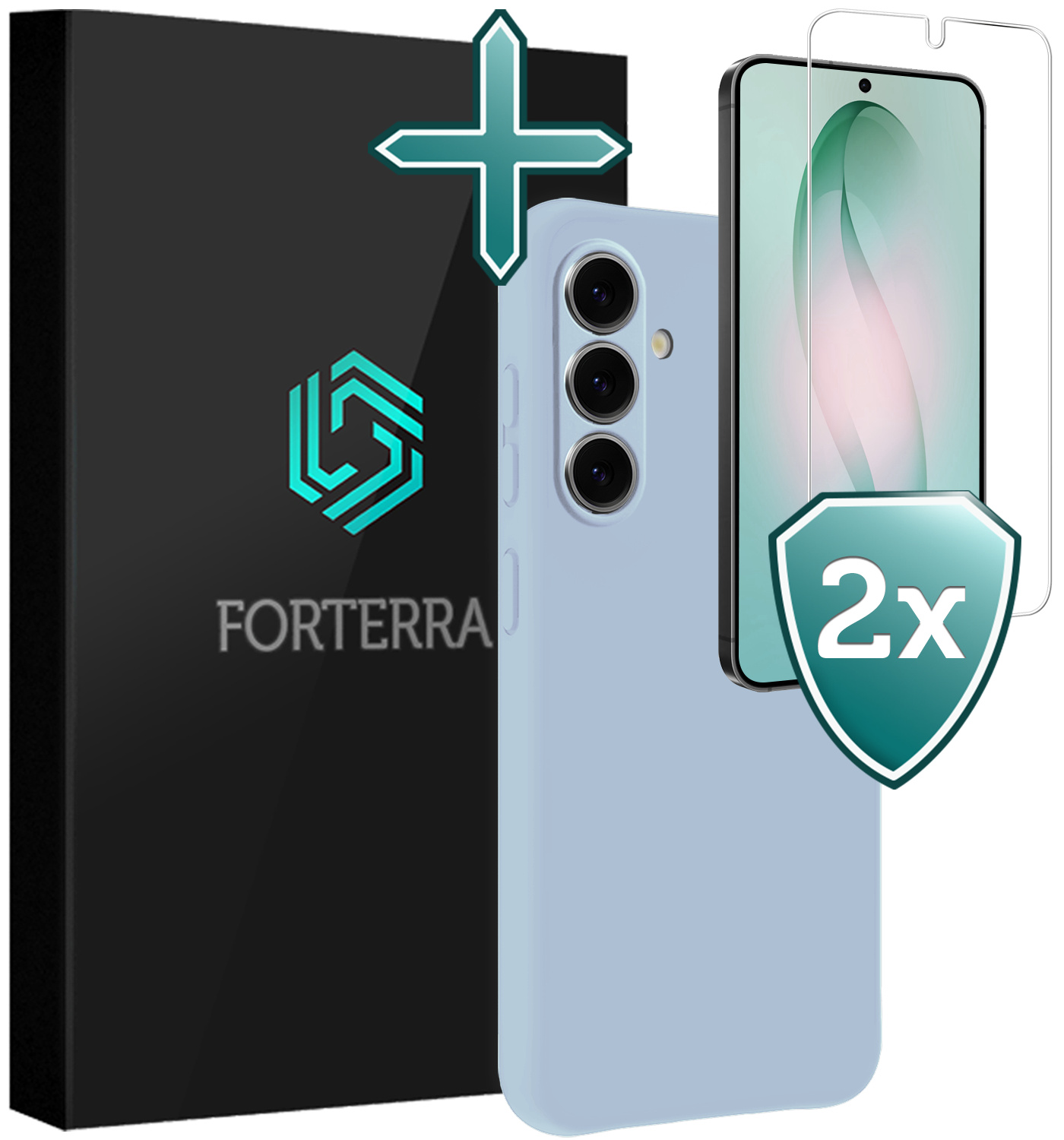 Forterra Forterra Samsung Galaxy S26 Hoesje Siliconen Met 2x Screenprotector - Lichtblauw
