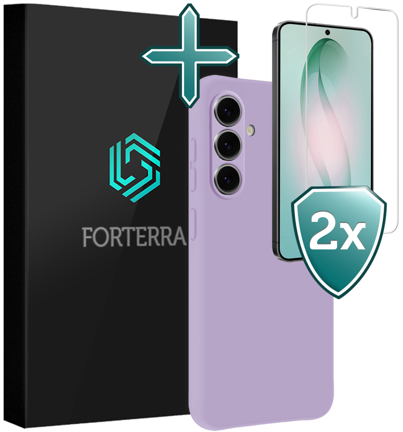 Forterra Forterra Samsung Galaxy S26 Hoesje Siliconen Met 2x Screenprotector - Lila