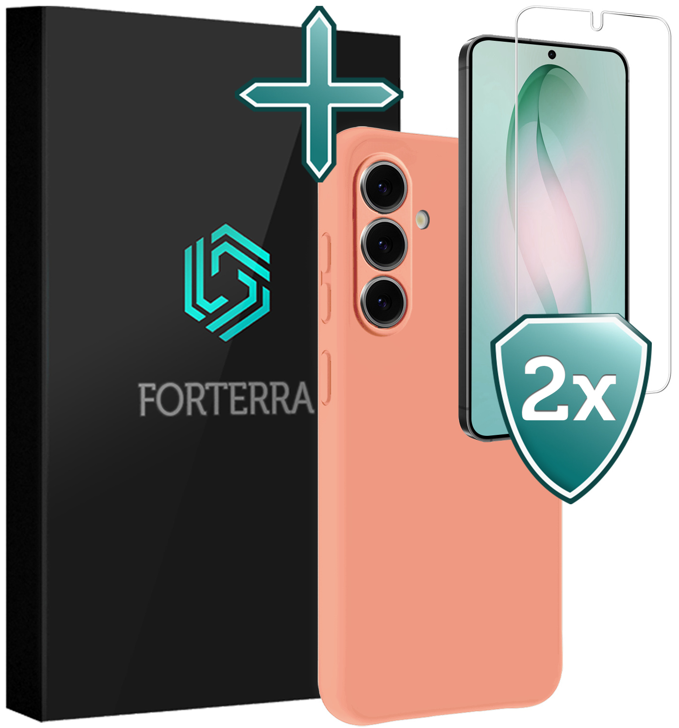 Forterra Forterra Samsung Galaxy S26 Hoesje Siliconen Met 2x Screenprotector - Perzik