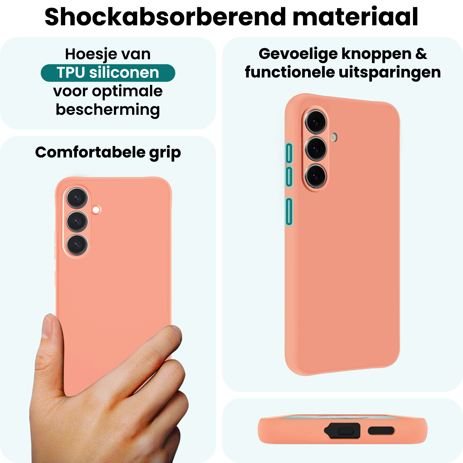 Forterra Forterra Samsung Galaxy S26 Hoesje Siliconen Met 2x Screenprotector - Perzik