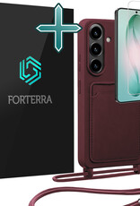 Forterra Forterra Samsung Galaxy S26 Hoesje Pashouder met Koord Met Screenprotector - Aubergine