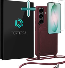 Forterra Forterra Samsung Galaxy S26 Hoesje Pashouder met Koord Met Screenprotector - Aubergine