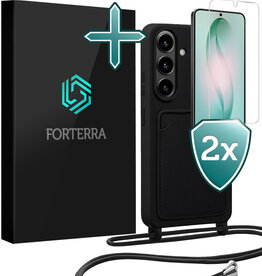 Forterra Forterra Samsung Galaxy S26 Hoesje Pashouder met Koord Met 2x Screenprotector - Zwart