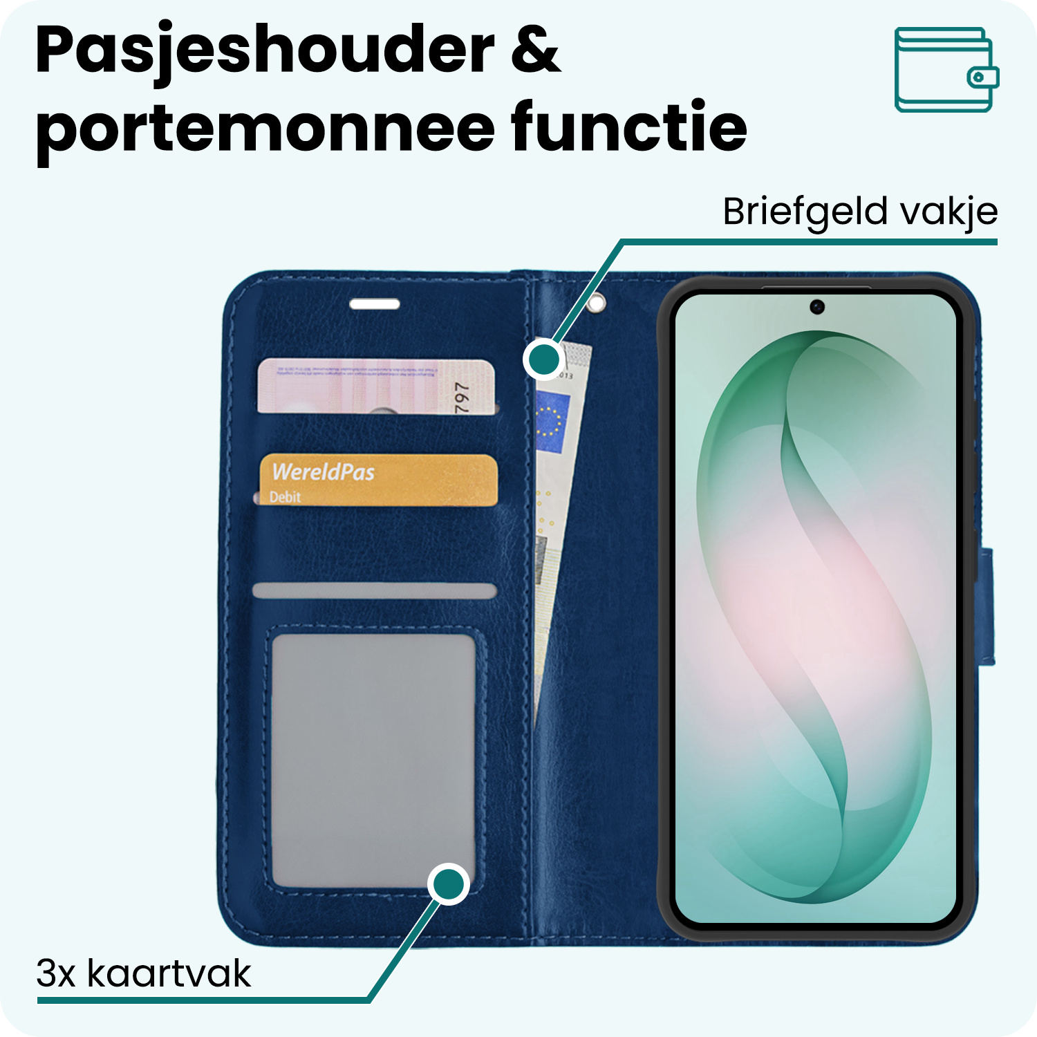 Forterra Forterra Samsung Galaxy S26 Hoesje Bookcase Met Screenprotector - Donkerblauw