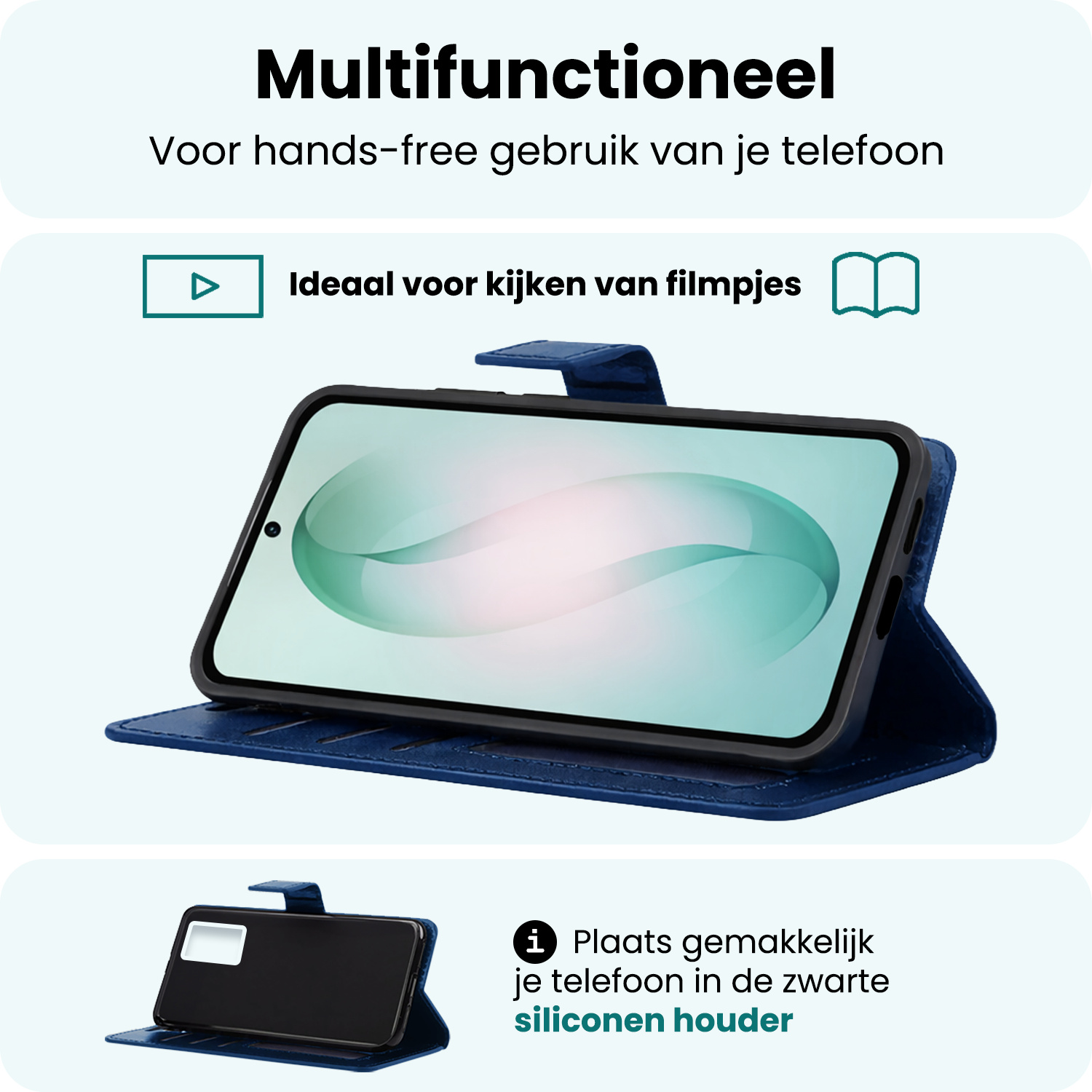 Forterra Forterra Samsung Galaxy S26 Hoesje Bookcase Met Screenprotector - Donkerblauw