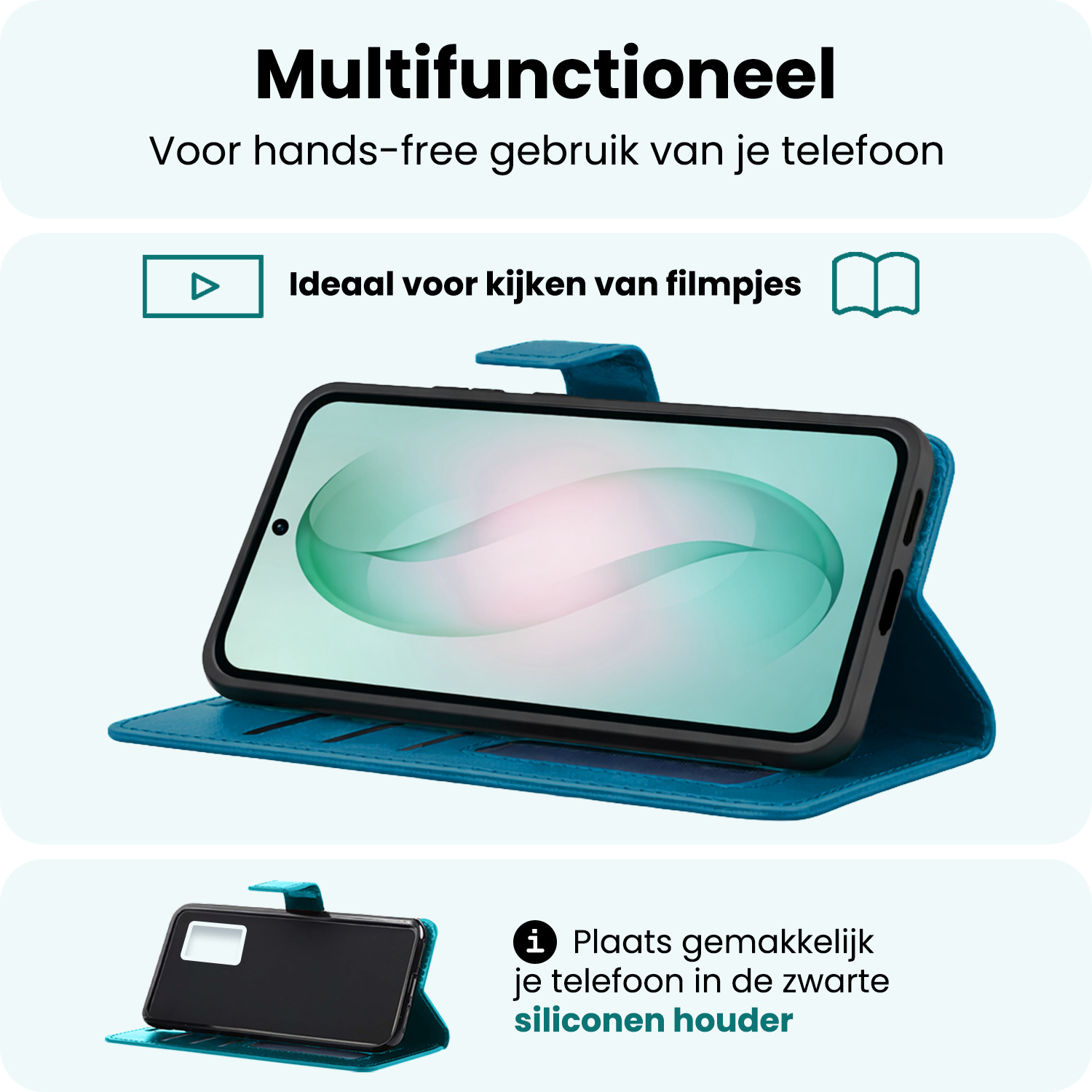 Forterra Forterra Samsung Galaxy S26 Hoesje Bookcase Met Screenprotector - Turquoise