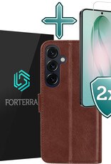 Forterra Forterra Samsung Galaxy S26 Hoesje Bookcase Met 2x Screenprotector - Bruin
