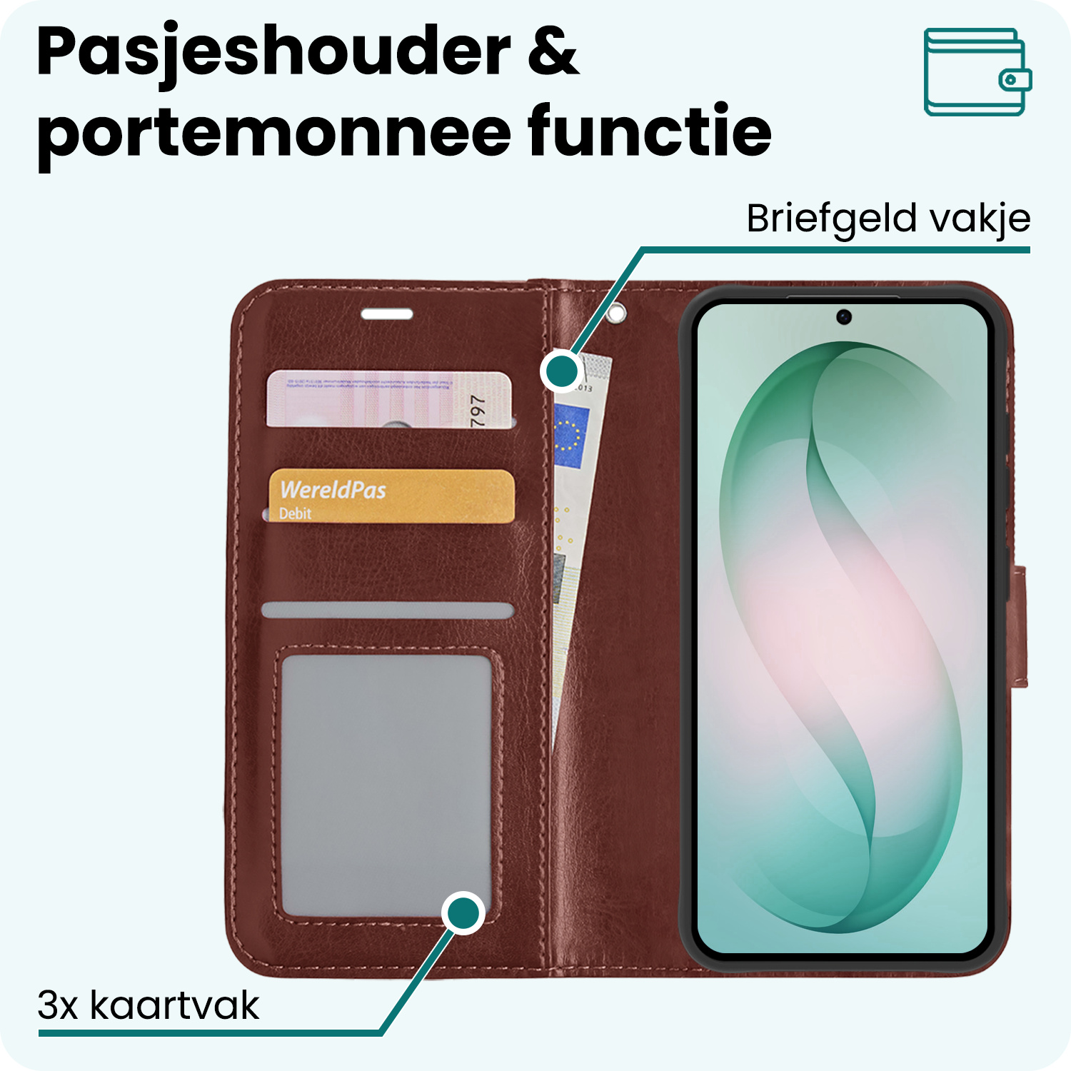 Forterra Forterra Samsung Galaxy S26 Hoesje Bookcase Met 2x Screenprotector - Bruin