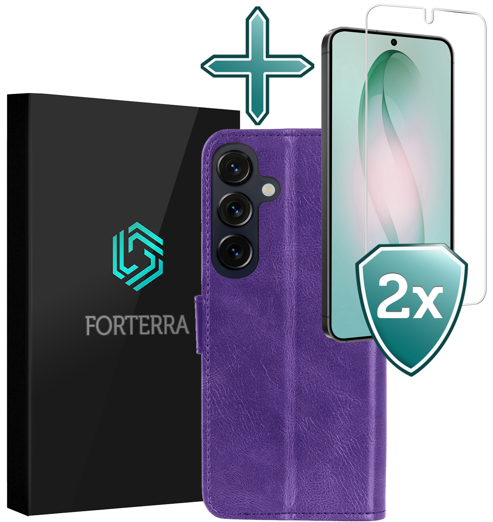 Forterra Forterra Samsung Galaxy S26 Hoesje Bookcase Met 2x Screenprotector - Paars