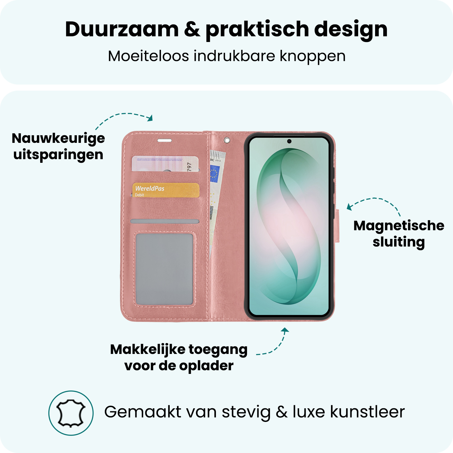 Forterra Forterra Samsung Galaxy S26 Hoesje Bookcase Met 2x Screenprotector - Rose Goud