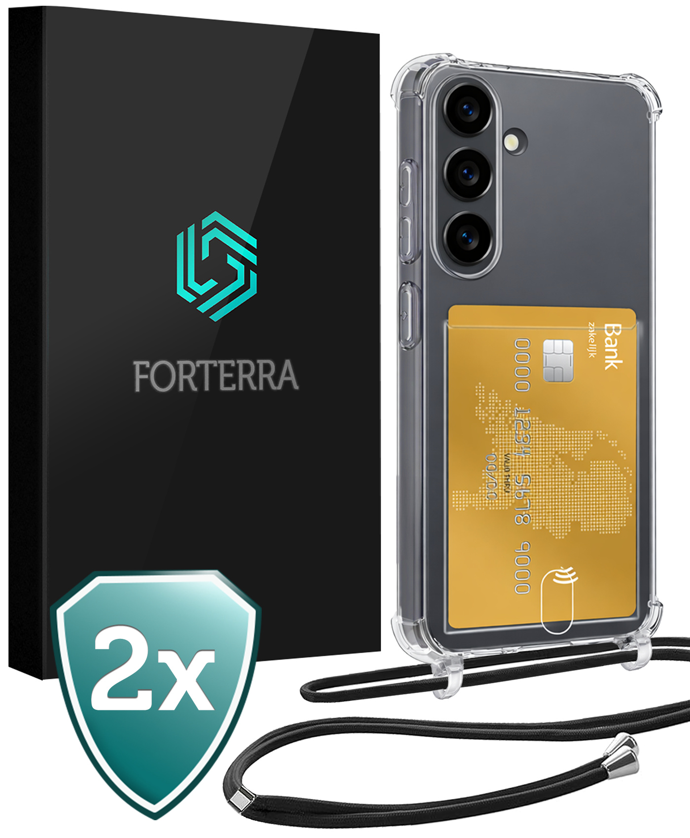 Forterra Forterra Samsung Galaxy S26 Plus Hoesje Pashouder met Koord - 2 PACK