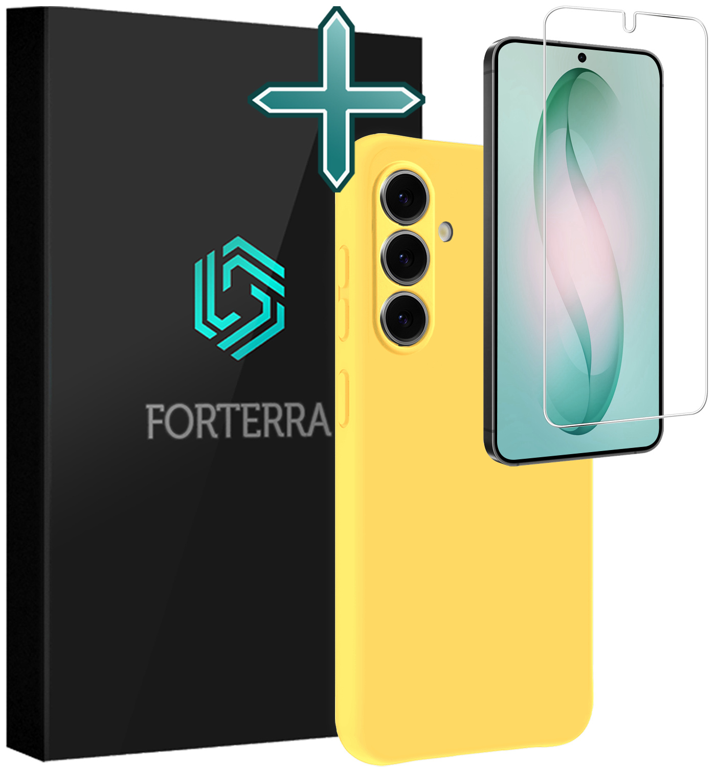 Forterra Forterra Samsung Galaxy S26 Plus Hoesje Siliconen Met Screenprotector - Geel