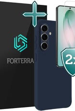 Forterra Forterra Samsung Galaxy S26 Plus Hoesje Siliconen Met 2x Screenprotector - Donkerblauw