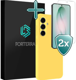 Forterra Forterra Samsung Galaxy S26 Plus Hoesje Siliconen Met 2x Screenprotector - Geel