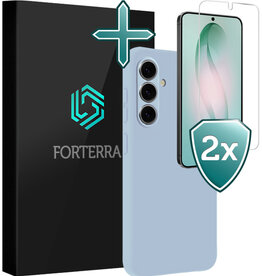 Forterra Forterra Samsung Galaxy S26 Plus Hoesje Siliconen Met 2x Screenprotector - Lichtblauw