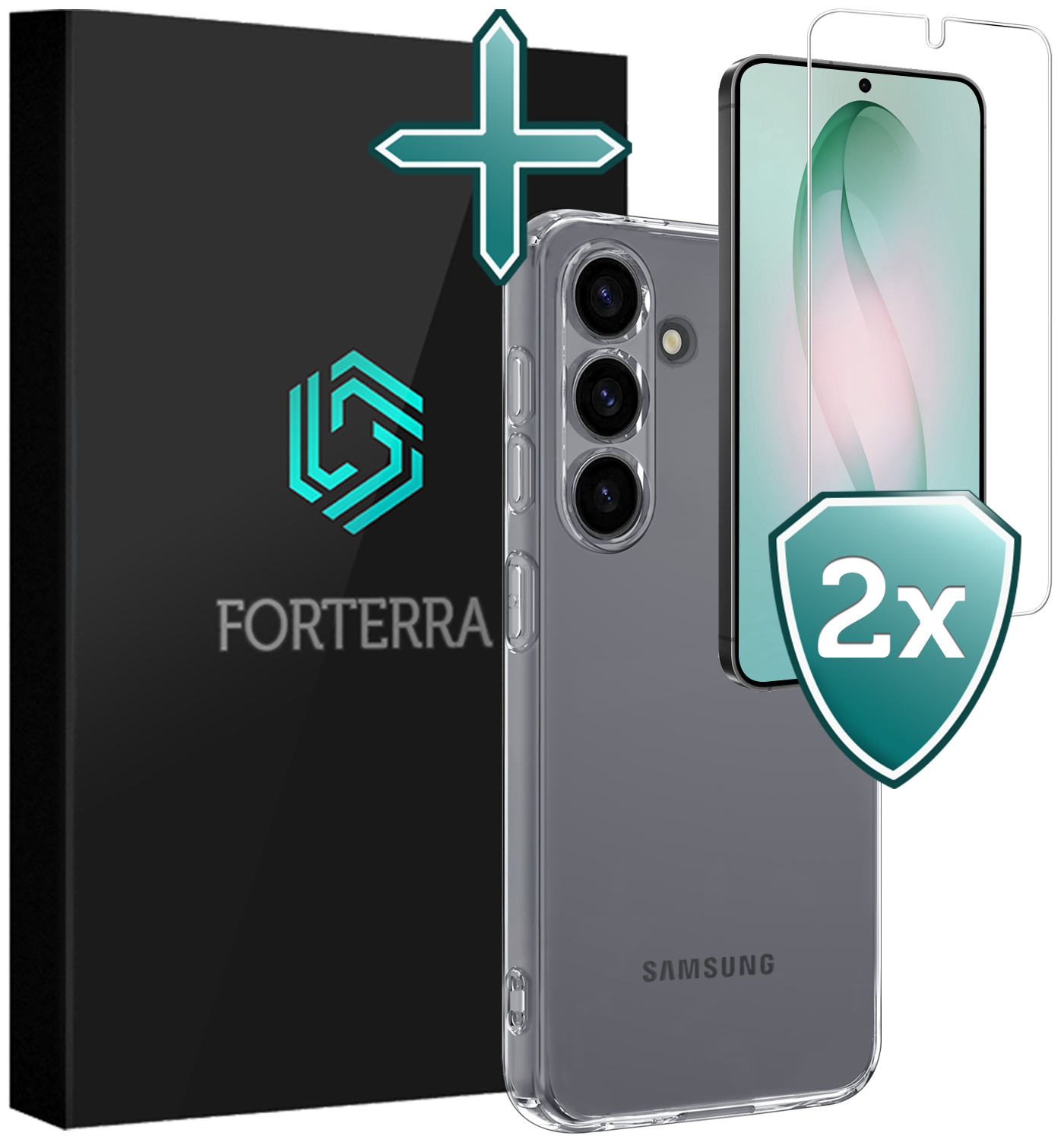 Forterra Forterra Samsung Galaxy S26 Plus Hoesje Siliconen Met 2x Screenprotector - Transparant
