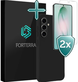 Forterra Forterra Samsung Galaxy S26 Plus Hoesje Siliconen Met 2x Screenprotector - Zwart