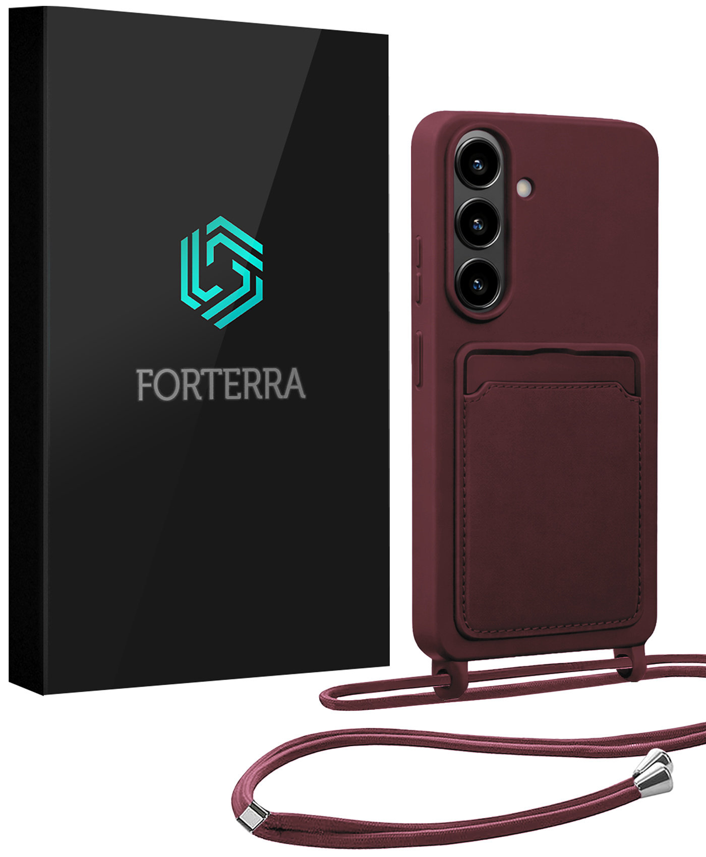 Forterra Forterra Samsung Galaxy S26 Plus Hoesje Pashouder met Koord - Aubergine