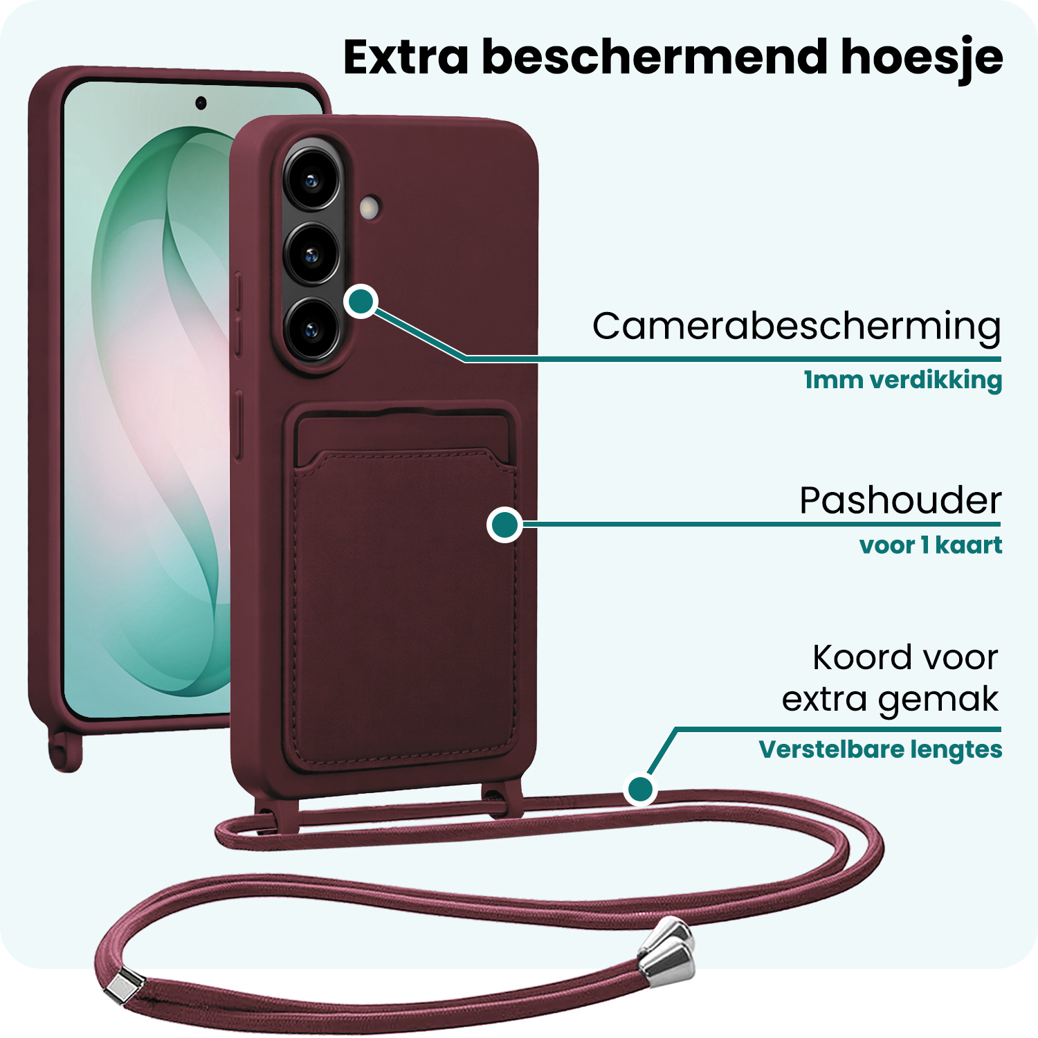 Forterra Forterra Samsung Galaxy S26 Plus Hoesje Pashouder met Koord - Aubergine - 2 PACK