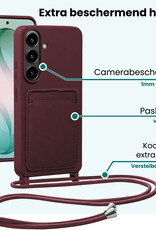 Forterra Forterra Samsung Galaxy S26 Plus Hoesje Pashouder met Koord Met Screenprotector - Aubergine