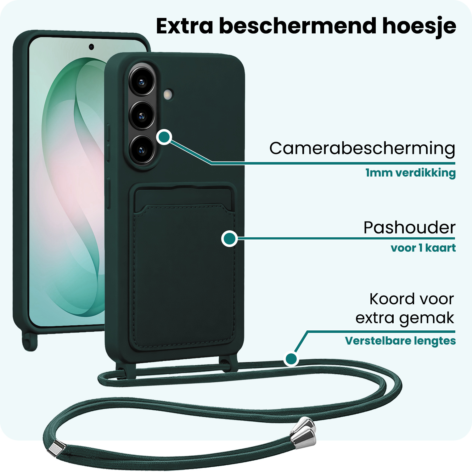 Forterra Forterra Samsung Galaxy S26 Plus Hoesje Pashouder met Koord - Donkergroen - 2 PACK