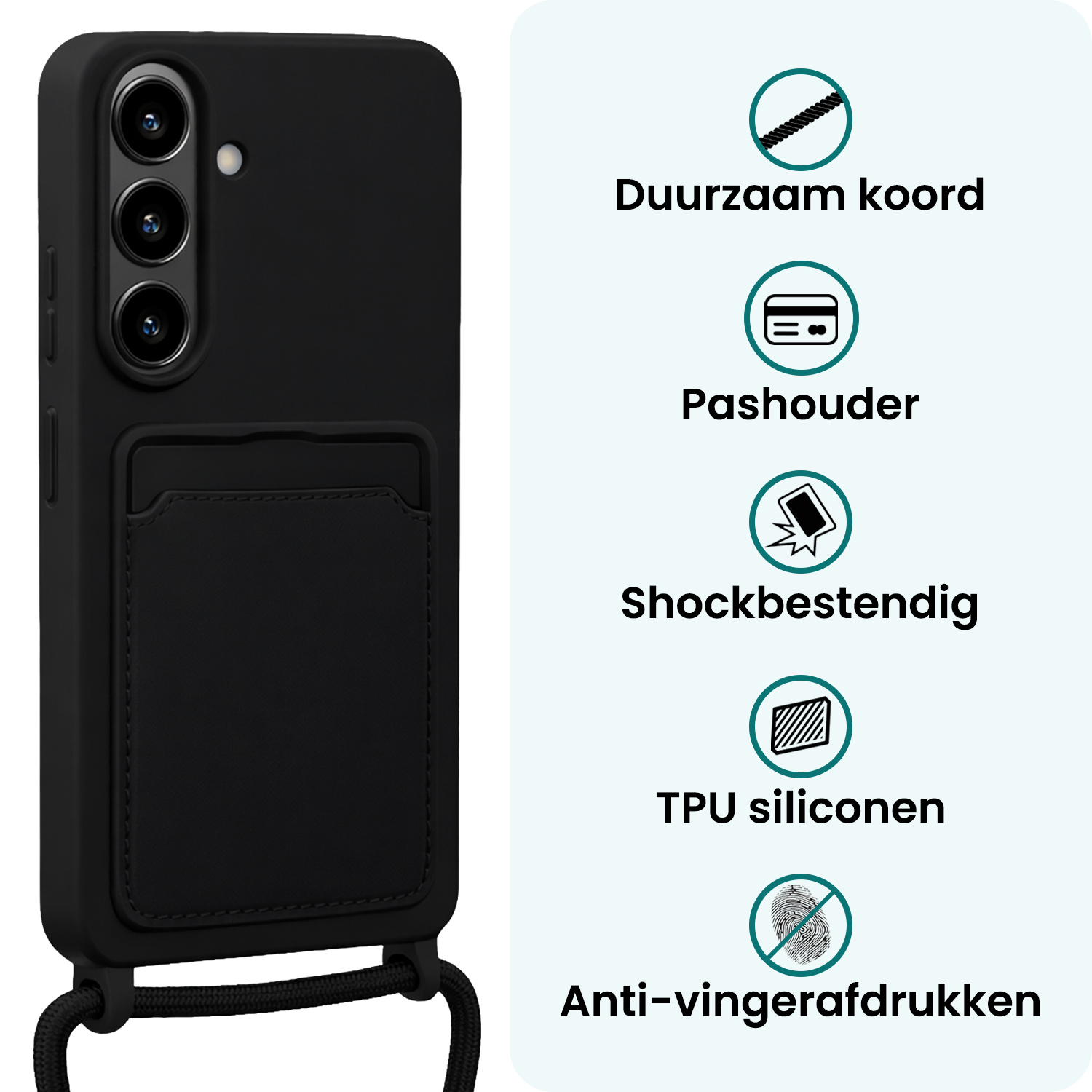 Forterra Forterra Samsung Galaxy S26 Plus Hoesje Pashouder met Koord - Zwart