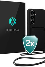 Forterra Forterra Samsung Galaxy S26 Plus Hoesje Pashouder met Koord - Zwart - 2 PACK