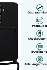 Forterra Forterra Samsung Galaxy S26 Plus Hoesje Pashouder met Koord Met 2x Screenprotector - Zwart