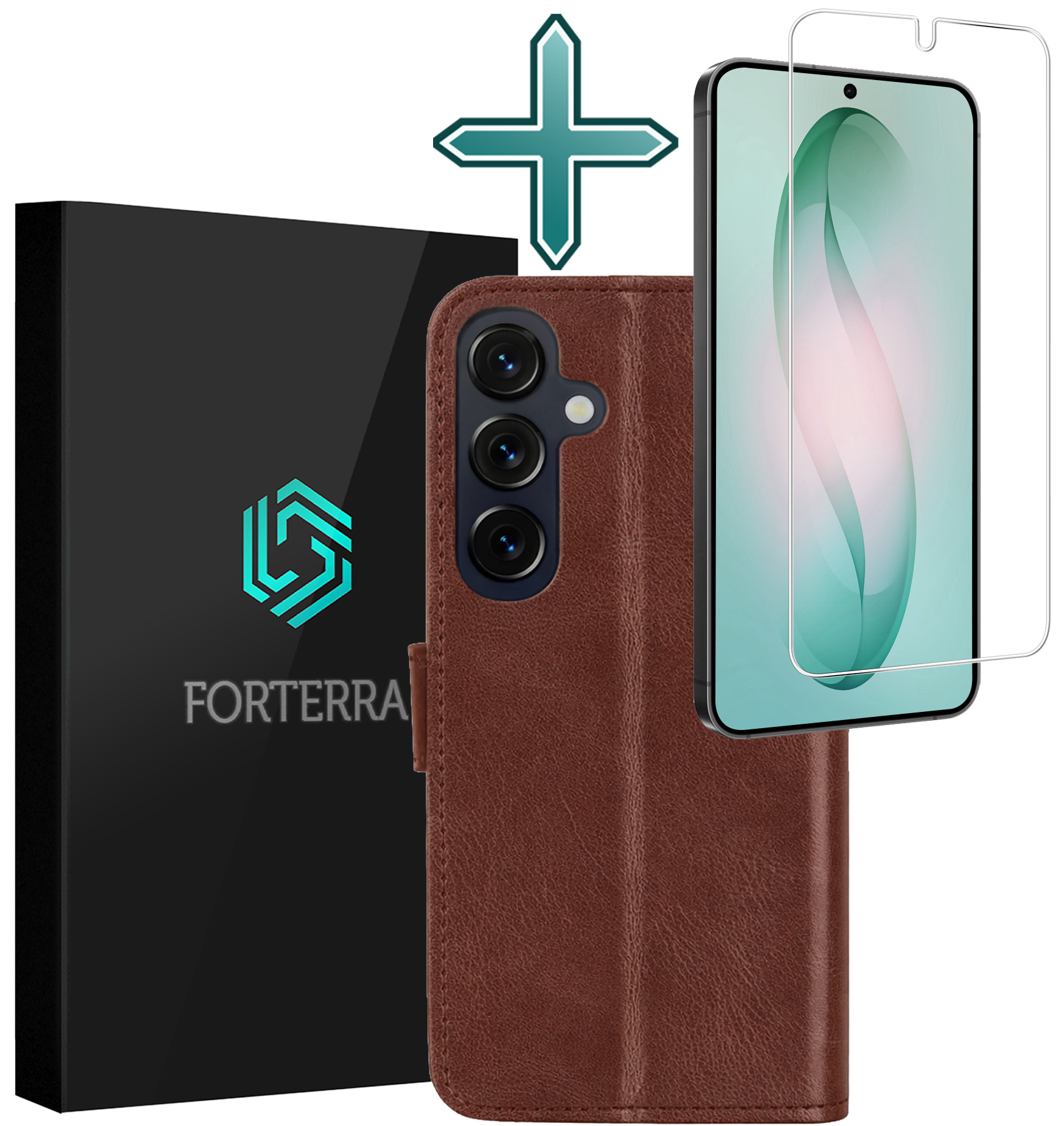 Forterra Forterra Samsung Galaxy S26 Plus Hoesje Bookcase Met Screenprotector - Bruin