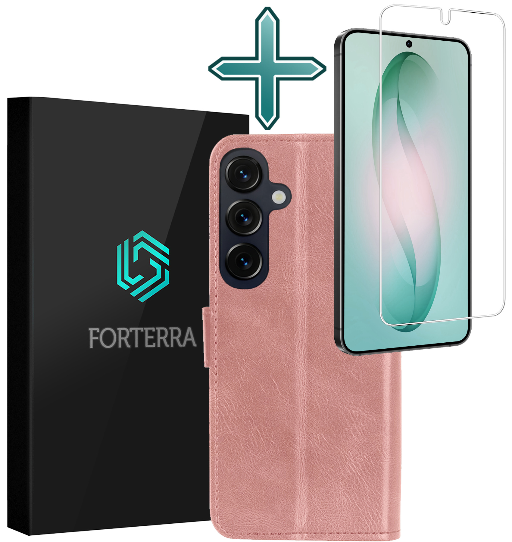 Forterra Forterra Samsung Galaxy S26 Plus Hoesje Bookcase Met Screenprotector - Rose Goud