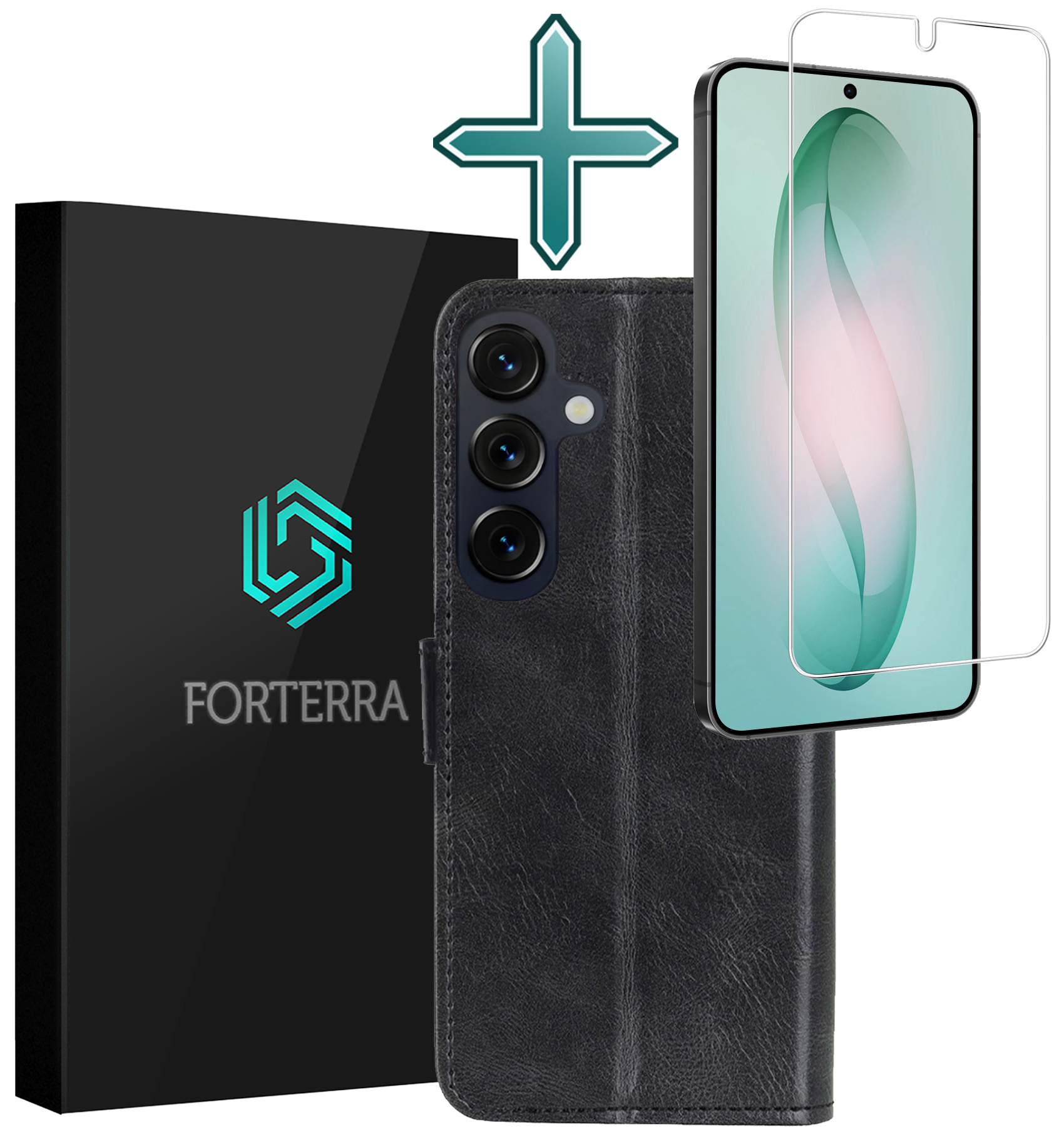 Forterra Forterra Samsung Galaxy S26 Plus Hoesje Bookcase Met Screenprotector - Zwart