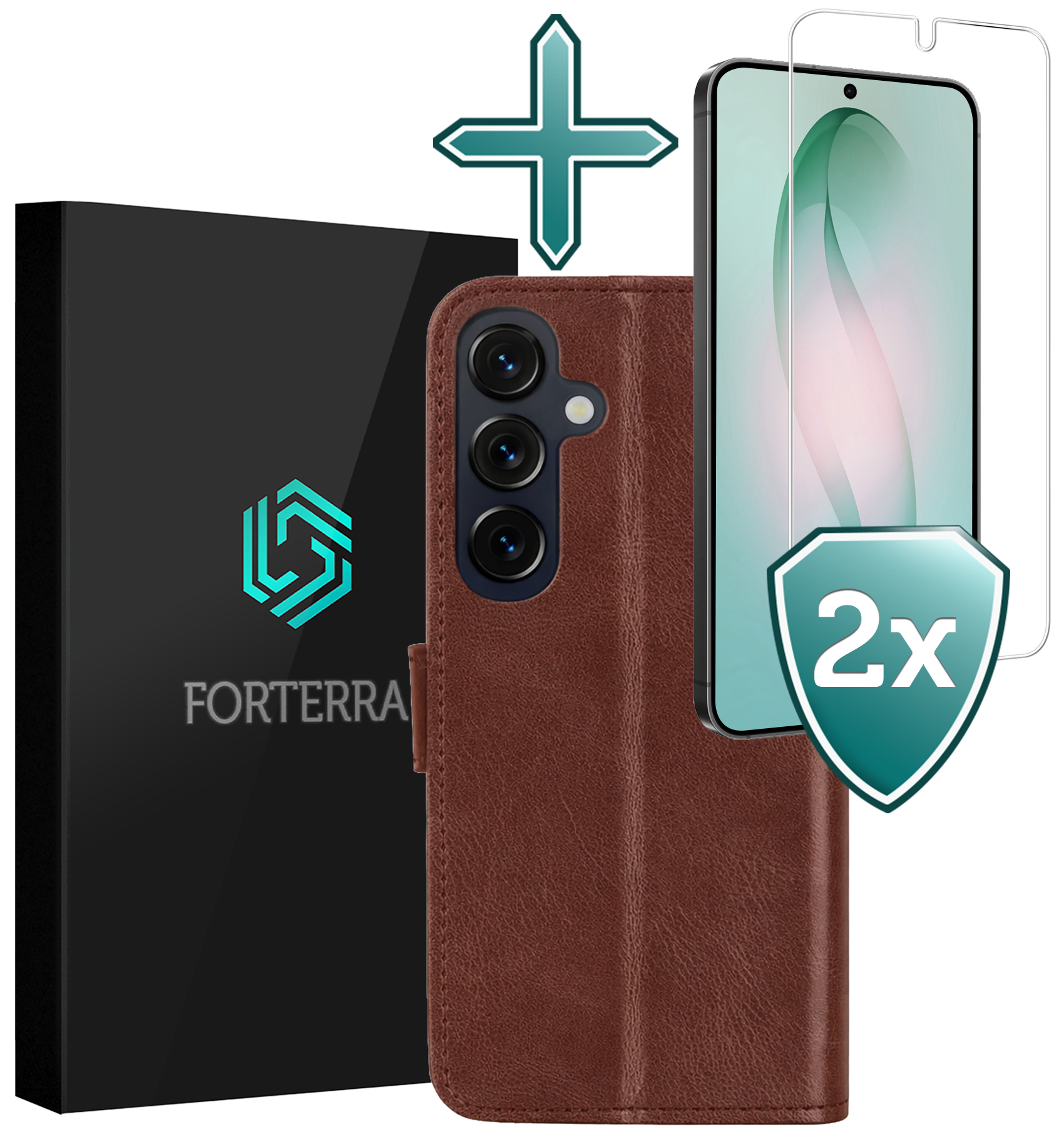 Forterra Forterra Samsung Galaxy S26 Plus Hoesje Bookcase Met 2x Screenprotector - Bruin
